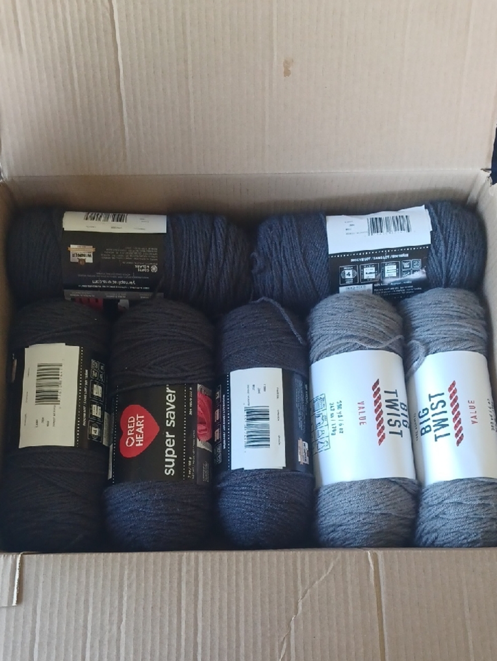 7 Skeins of Grey Acrylic Yarn